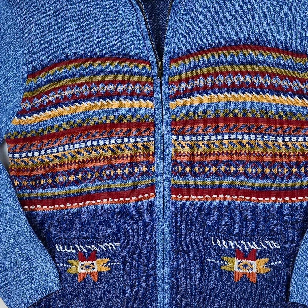 Vintage Erika Women's Zippered Knit Sweater Cardigan Blue Size Medium NWT - Picture 5 of 11